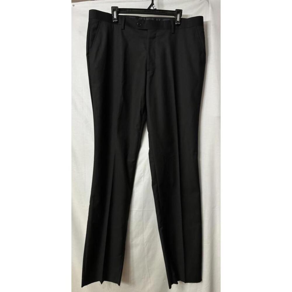 NWT House of St. Benets Mens Black Flat Front Dress Pants Slacks 39xUnhemmed